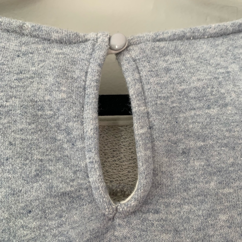 Grey Ruffle Cold Shoulder Sweater - Picture 3 of 3